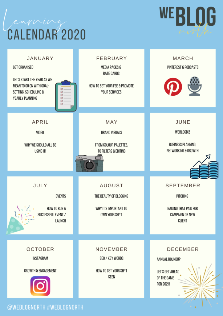 WEBLOGNORTH 2020 learning calendar